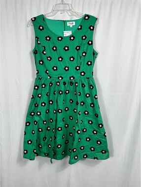 Tulip B Green Floral Sleeveless Dress with Pockets Size Large